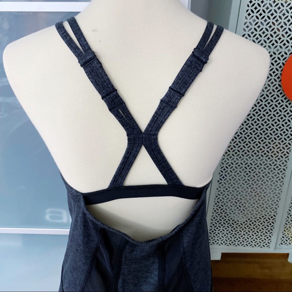 Zella Strappy Mesh Shelf Bra Active Tank in Grey - Picture 5 of 7